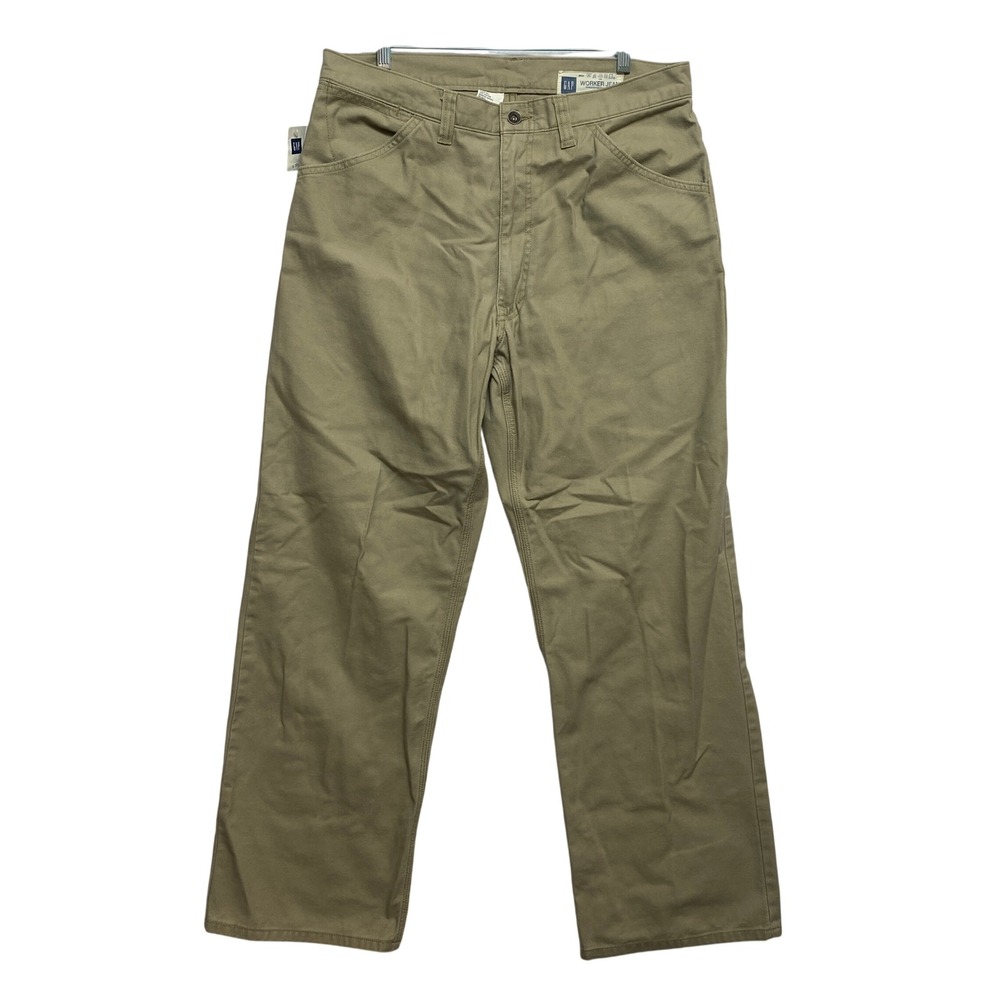 Gap Worker Jean Mens 35x30 Khaki Tan Cotton Twill Straight Leg Workwear Pants